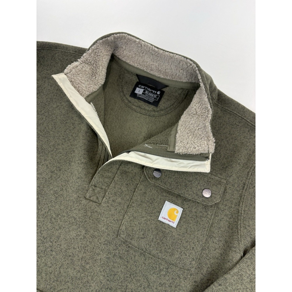 Carhartt 1/4 Zip Sweater Fleece Relaxed Fit Midweight 106378 Men's Large - Picture 1 of 15